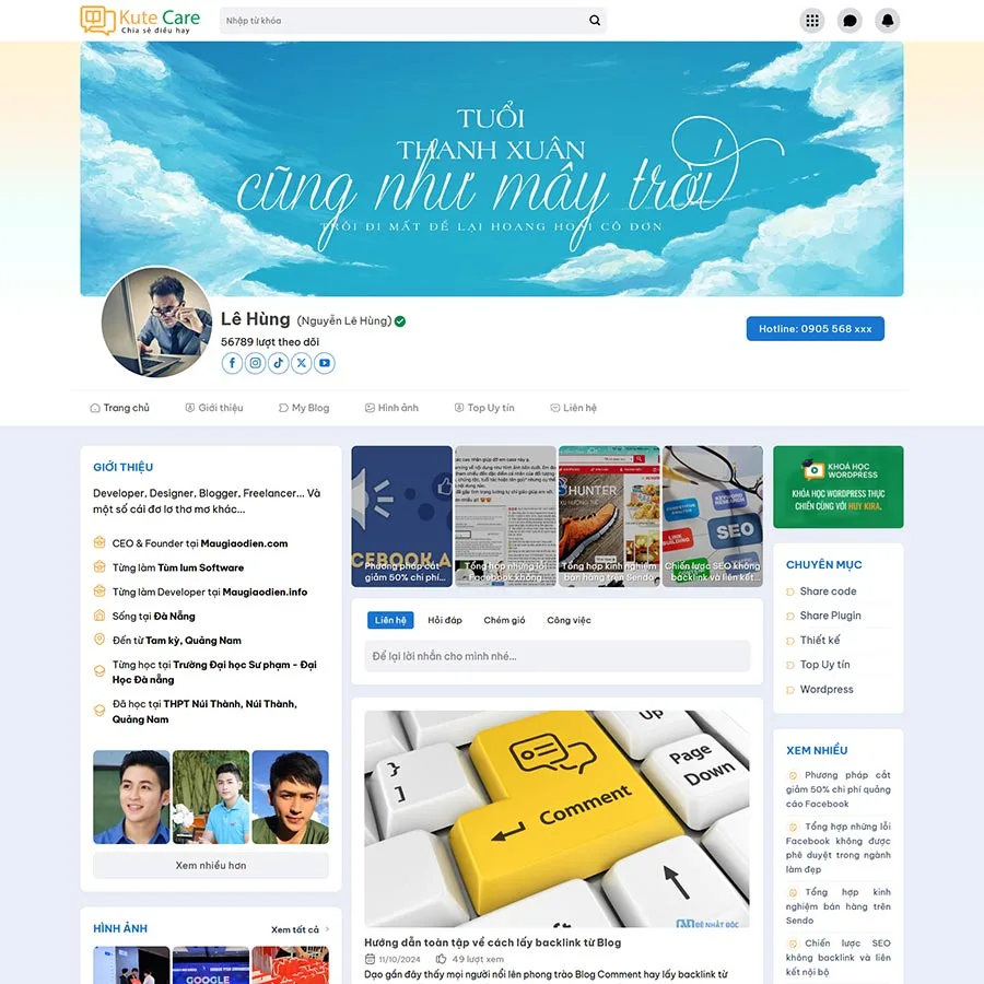 Blog Cá Nhân Giống Facebook