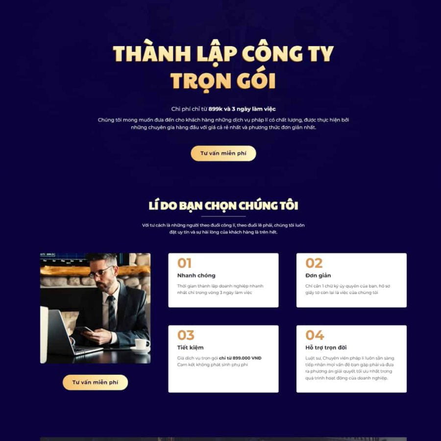Landing Page Dịch Vụ Thành Lập Công Ty, Doanh Nghiệp