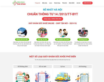 Landing Page Bán Giấy Khám Sức Khỏe