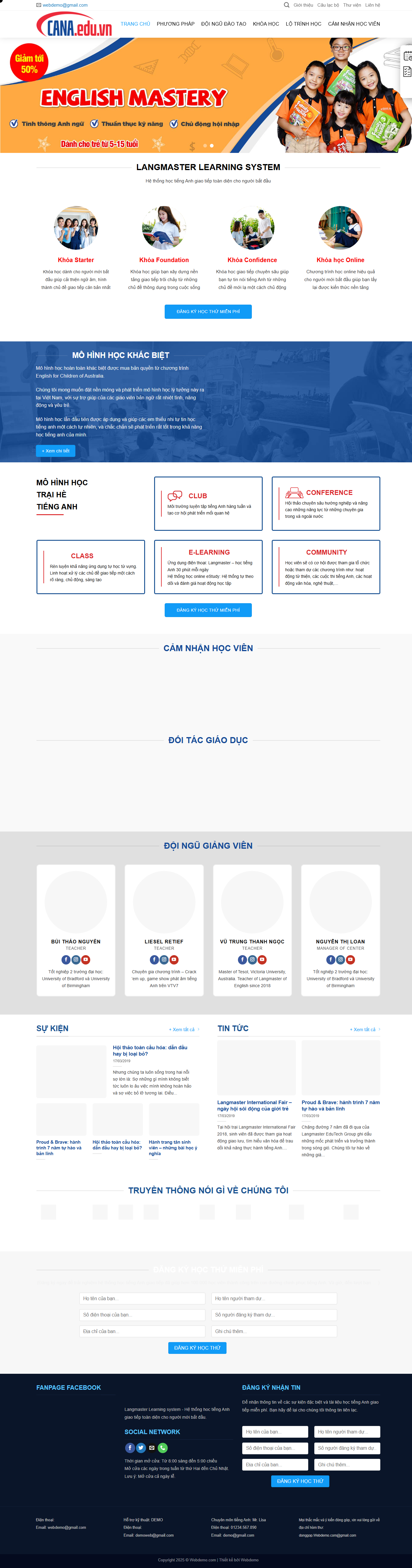 Mấu Website Trung Tâm Tiếng Anh