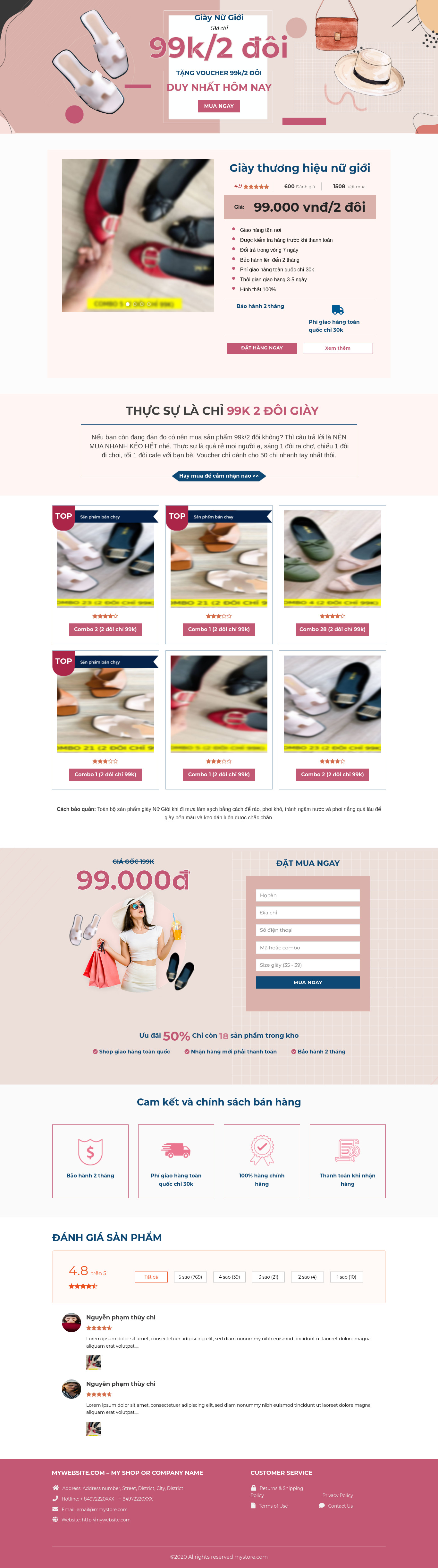 Lading Page Bán Giày, Dép Nữ