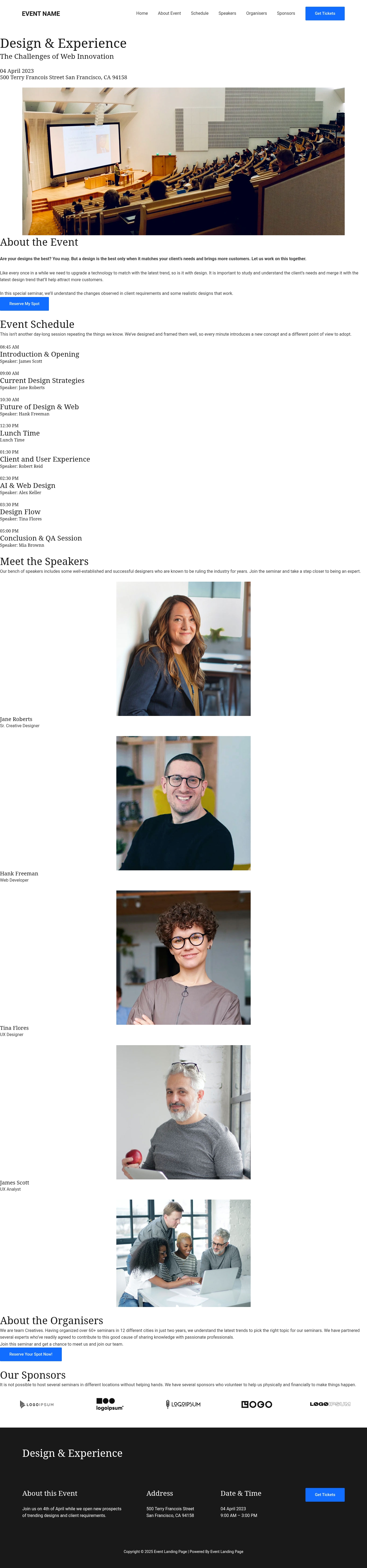Event Landing Page